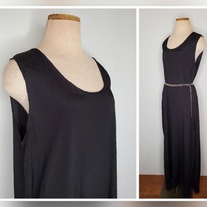 Vintage 90s Wiccan FLAX Black Broomstick Rayon Sleeveless Shift Maxi Dress